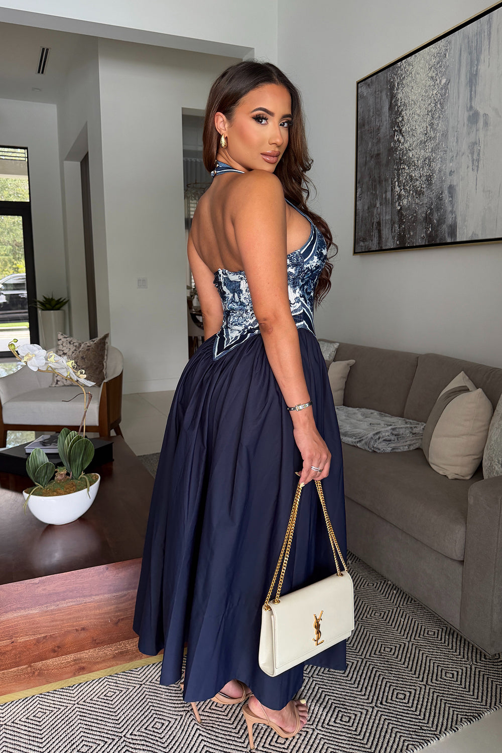 cheap elegant dresses Simple Blue Satin A-line V-neck Long Prom Dresses, Party Dresses, MP785